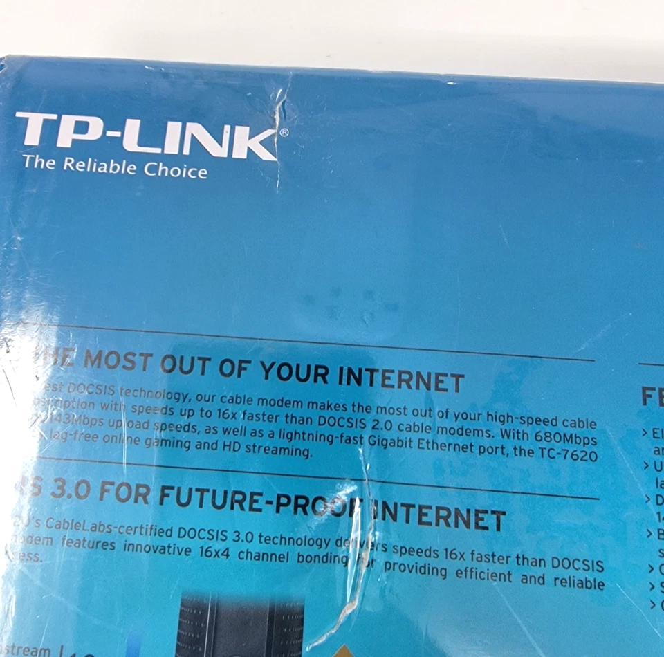 TP-LINK TC-7620 680Mbps DOCSIS 3.0 High Speed Cable Modem New Sealed - Image 4 of 4