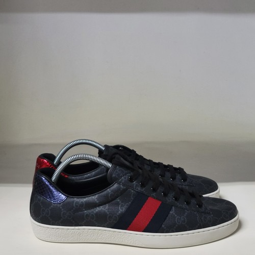 Gucci Mens Ace GG Supreme Black/Grey (GUCCI SIZE: LEFT 9M / RIGHT 9.5M)