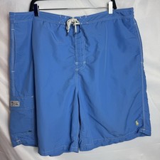 Polo Ralph Lauren Swim Trunks Mens 3XB Blue Mesh Lined Drawstring Cargo Beach