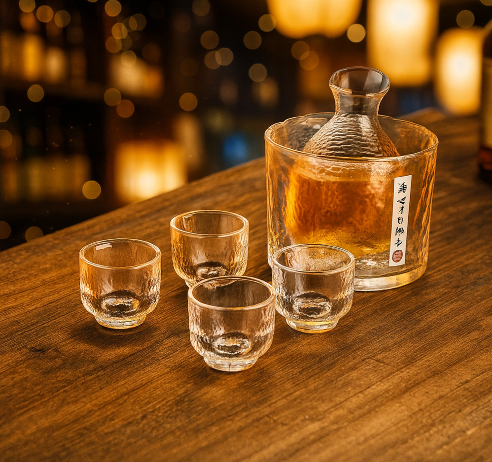 Service à saké anti-goutte en verre | Dégustation propre de whisky et cocktails