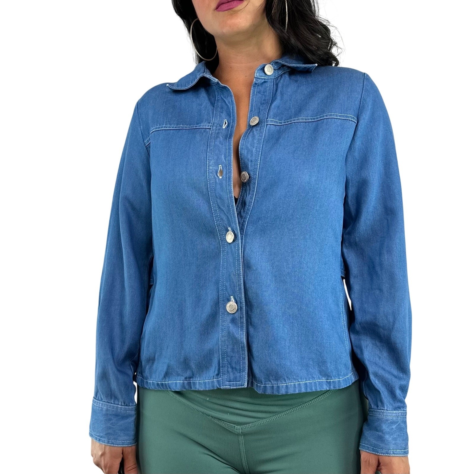 Pendleton Petites Chambray Button Front Blouse SI… - image 5