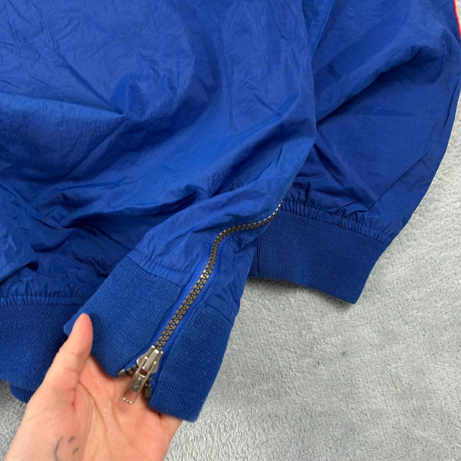 VTG Adidas 2000's Y2K Blue Orange Shell Trefoil Size Large Pullover Sweatshirt image 5