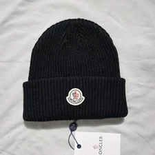 Moncler Black Winter Beanie Hat One Size Fits All New with Tags