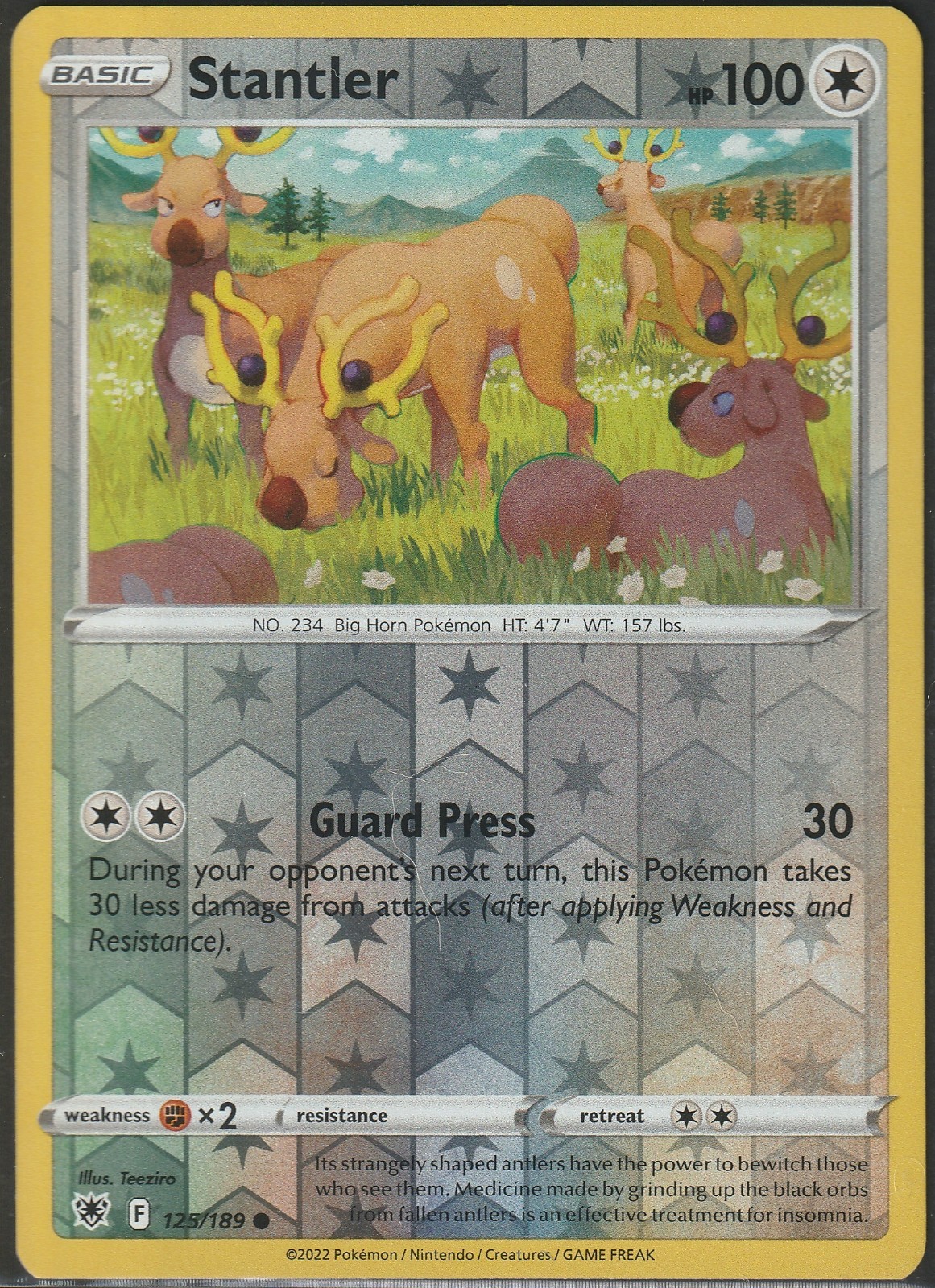 Stantler Reverse Holo | 125/189 | Pokemon SWSH10: Astral Radiance | LP