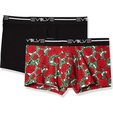 Evolve Men's Medium Black 2 Pack Cotton Stretch No Show Trunk Underwear M35-21