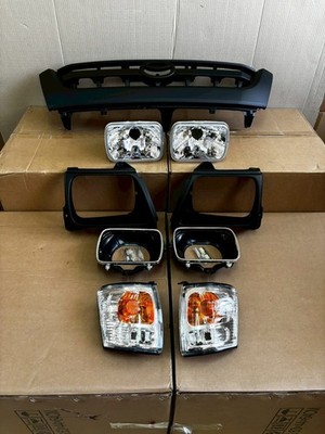 Grille Bucket Head Light Corner Black Set For Toyota Hilux MK4 D4D 4WD 2001-2004