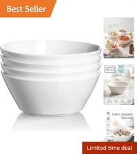 32 OZ Large Soup Bowls Set of 4 - White Ceramic Bowls for Kitchen, Deep Bowls...