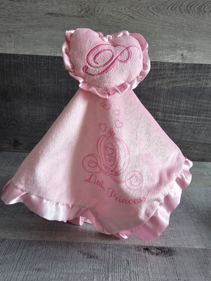 Disney Pink Princess Lovey Security Blanket Satin Edges W Mini Heart Pillow Rare