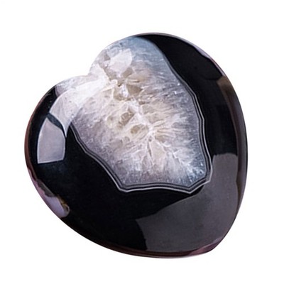 Black Agate Stone Heart-Shaped Natural Crystal Black Agate Stone Craft Ornament
