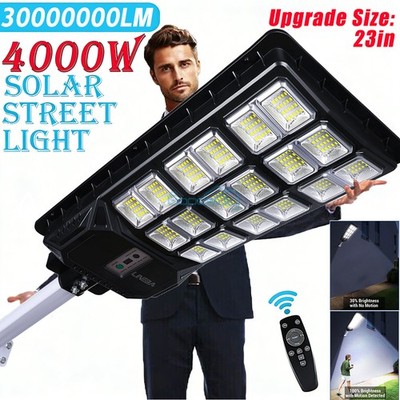 30000000LM Commercial LED Solar Street Light Outdoor Dusk to Dawn Road Area Lamp