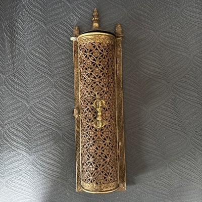 Vintage Tibetan Buddhist Wall Hanging Incense Burner Copper And Brass W/Incense