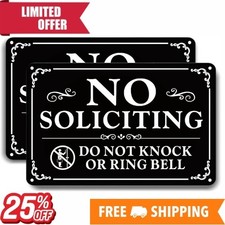 2 Pack No Soliciting Sign for Front Door,9 X 6 Inches Self-Adhesive No Solicitin
