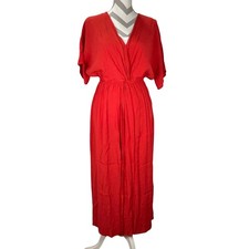And Other Stories Red V Neck Dolman Sleeve Twist Front Midi Summer Dress Size 8