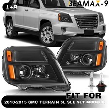 Black Amber Headlights For 2010-2015 Gmc Terrain Halogen 2pcs W Bulbs 10-15