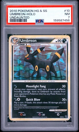 PSA 7 2010 Pokemon HGSS Undaunted Umbreon Holo Rare 10/90 ENG