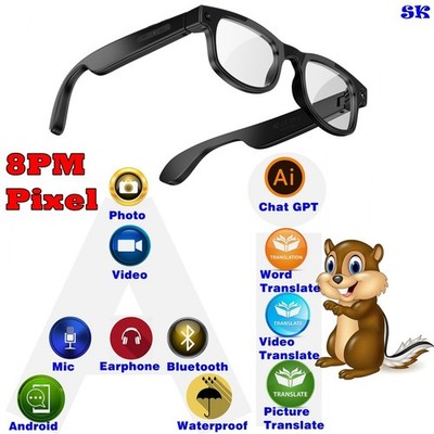 AI Smart Sunglasses Bluetooth5.0 Glasses Music Stereo Speaker Mic Calling
