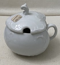 Vintage White Porcelain Scroll Honey Jam Pot Adey's Center Austin Tx