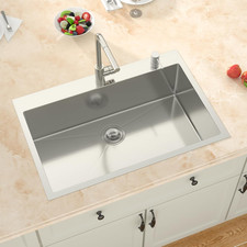 33 Inch Drop in Kitchen Sink - 33X22 Topmount 16 Gauge Stainless Steel Single Bo
