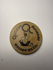 Vintage Quoddy Moccasins Wooden Nickel Maine Mill Stores RARE