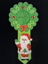 Vintage Bucilla Felt Sequins SANTA CLAUS Christmas Door Knob Cover Finished