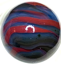 DAS/JABO RED OXBLOOD FLAMEY STRIPED AVENTURINE SWIRLED SHOOTER .73" BOX03/357