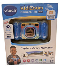 VTech KidiZoom Camera Pix Plus, Blue 4x Zoom, 40+ Camera Effects, Games, NIB