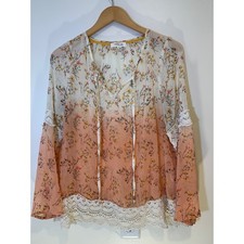 Floral Ombre XL Cottagecore Boho Lace Blouse Womens ethereal faiycore peasant