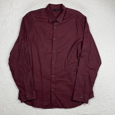 John Varvatos Pearl Snap Long Sleeve Cotton Oxford Shirt Mens Large