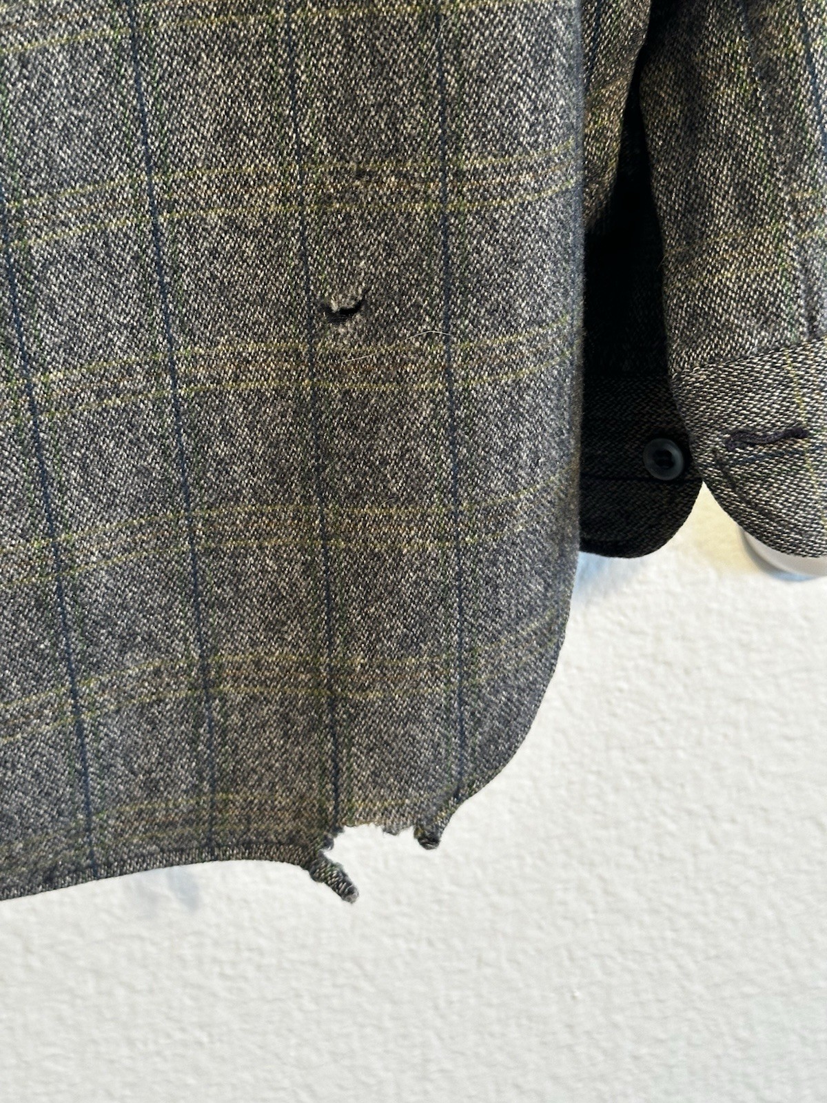 Pendleton Virgin Wool Gray Green Plaid Lined Butt… - image 5