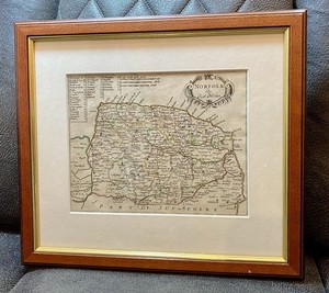 Vintage Norfolk UK Map Robert Rob Morden Professionally Framed Antique