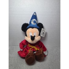 Disney Parks Sorcerer Mickey Mouse Plush Fantasia Wizard Hat Red Robe NWT