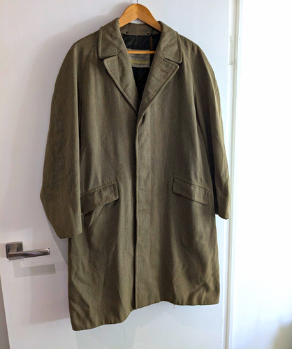 Aquascutum, Aquascutum Vintage Men's Showerproof Wool Long Overcoat Lined Pockets Size 38