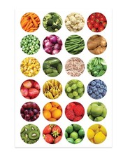 Hygloss Products Fruits Veggies Stickers - Great for 20 Sheets, Circles