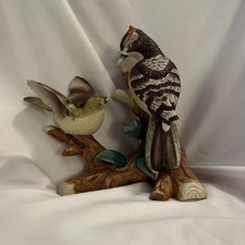 Woodpecker Bird Figurine - Black, White, Red and small finch 007