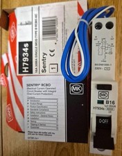 MK H7934s Sentry 16A RCBO B Curve 6kA Type AC 30mA Single Pole