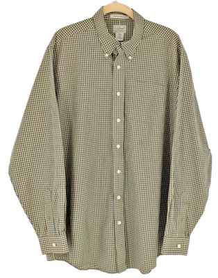 #ad L.L.BEAN Mens Shirt SIZE L Tall OWT49 Green Yellow Plaid Cotton Excellent $25.00