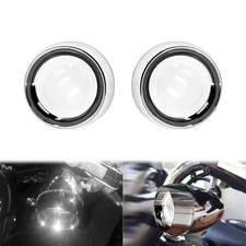 2x Clear Bullet Turn Signal Light Lens Chrome ABS Cover For Harley Dyna Softail