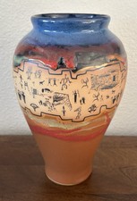 Vintage Hard to Find Always Azul Pottery Ruins Large Vase - 12" Tall