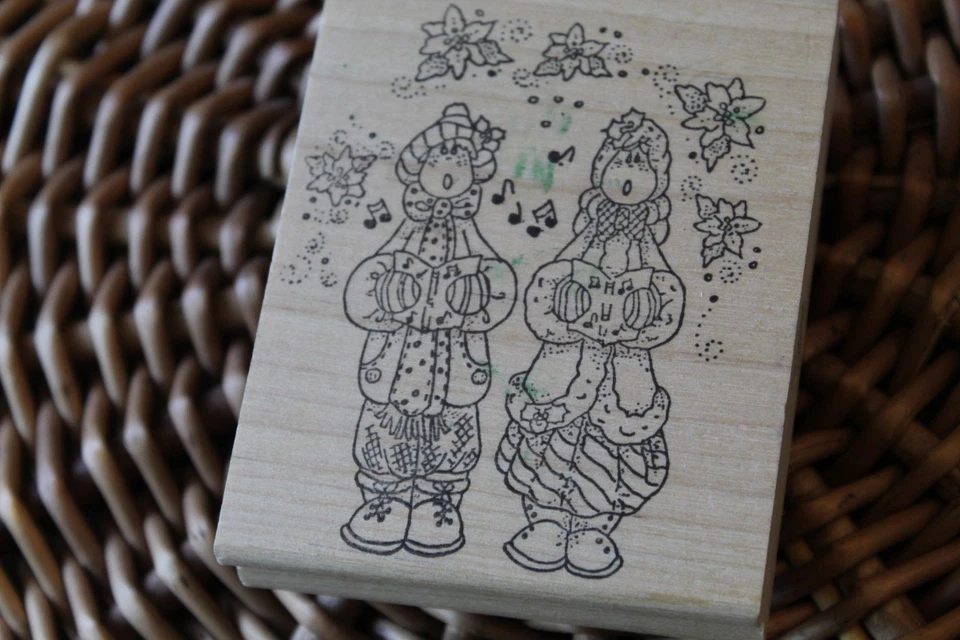 Caucho rojo {Stamp Affair} montado en madera fuera de uso años 90 país villancicos vacaciones Foto 2 de 4