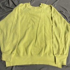 Vintage 80s Blank Yellow Longsleeve Crewneck Sweatshirt Size L READ Made In USA