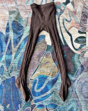 Girls Tights 4-6 Brown Ribbed Cable Knit Footed Kids Winter Warm