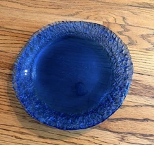 2- Cobalt Blue Glass Textured Salad Plate 8" Dinnerware Fire And Light Style