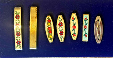 Vtg Barrettes metal retro Hair Clips boho Baby Child Floral fruit Pattern set 7