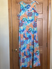 Talbots Jersey Maxi Dress, Gathered Leaves Design, Stretch, Woman Plus X, 1X NWT