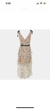 Self-Portrait Beige Mesh Star Midi Dress S UK4 Worn Once