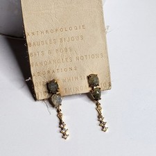 Anthropologie Oaxaca Pendiente Doble Piedra Oscuro Delicado Semiprecioso NUEVO