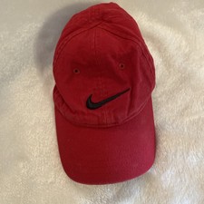 NIKE hat cap boys legacy one size performance sports Red W/Black Swoosh Youth