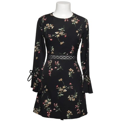 Missguided, Kleid, Größe: 34, Schwarz/Mehrfarbig, Polyester, Blumen, Damen #CvS