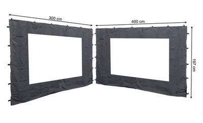 QUICK STAR 2 Seitenteile mit PE Fenster für Pavillon 3x4m Anthrazit RAL 7012