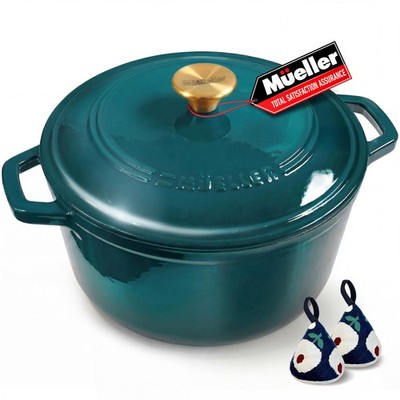 Mueller DuraCast 6 Quart Enameled Cast Iron Dutch Oven Pot with Lid, Sourdoug...